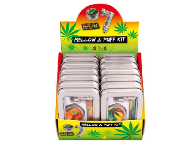 Pfeifen-Set "Mellow & Puff" (Pfeife, Grinder, Siebe)