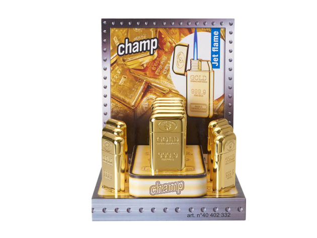 Sturmlfeuerzeuge "Goldbar" Jet-Flame Metall, 12er Display