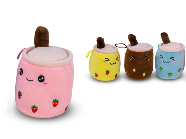 Plüsch Bubble Tea, 11 x 7,5 cm, 4-fach sortiert, einzeln