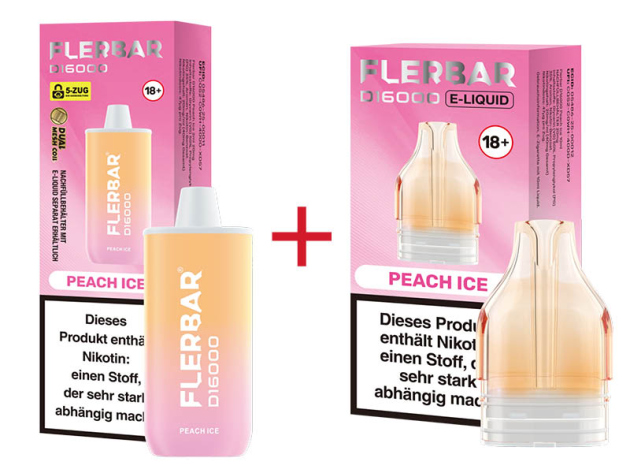Flerbar D16000 - Peach Ice (Pfirsich, Ice) - 20mg - 16000 Züge