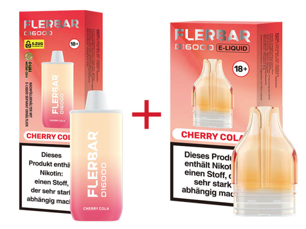 Flerbar D16000 - Cherry Cola (Cola, Kirsche) - 20mg - 16000 Züge