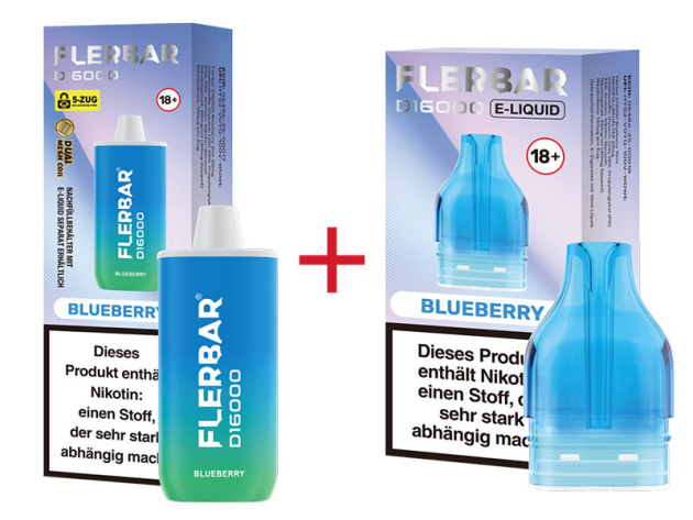 Flerbar D16000 - Blueberry (Blaubeere) - 20mg - 16000 Züge