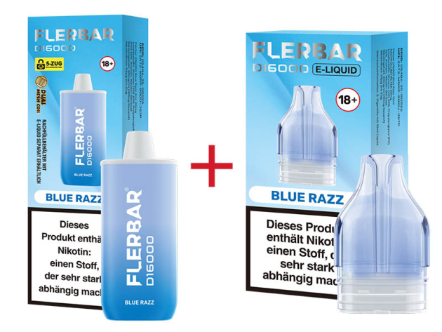 Flerbar D16000 - Blue Razz (Beerenmix) - 20mg - 16000 Züge