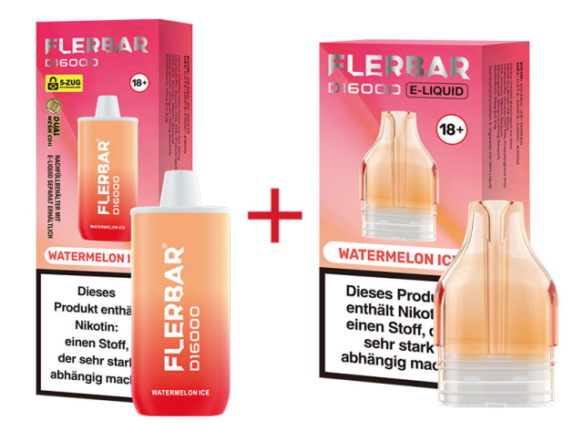 Flerbar D16000 - Watermelon Ice (Wassermelone, Ice) - 20mg - 16000 Züge