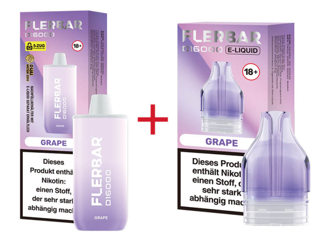 Flerbar D16000 - Grape (Traube) - 20mg - 16000 Züge