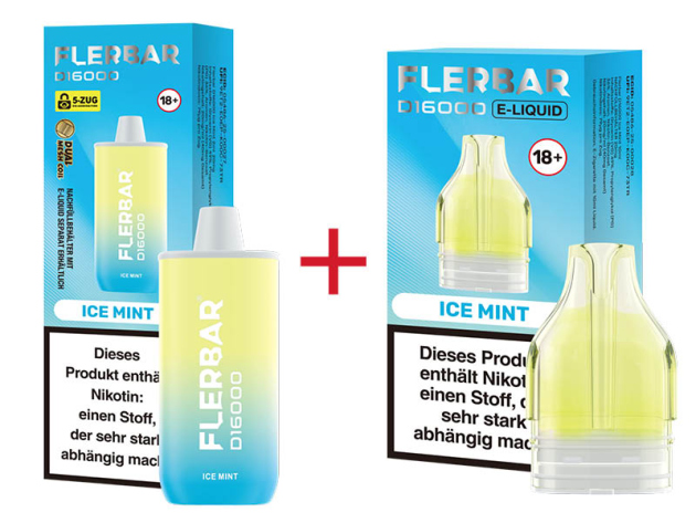 Flerbar D16000 - Ice Mint (Ice, Minze) - 20mg - 16000 Züge