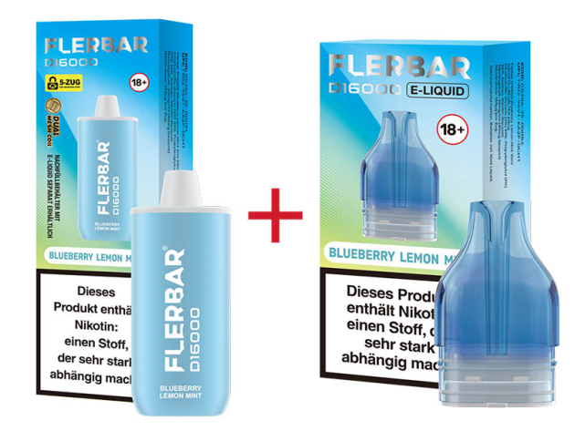 Flerbar D16000 - Blueberry Lemon Mentos (Blueberry, Lemon, Mentos) - 20mg - 16000 Züge
