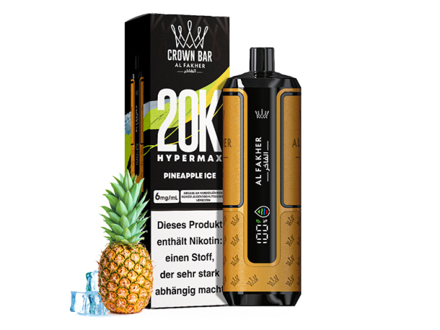 Al Fakher 20K Hypermax Big Puffs - Pineapple Ice (Ananas; Eis) - 6 mg - 20.000 Züge