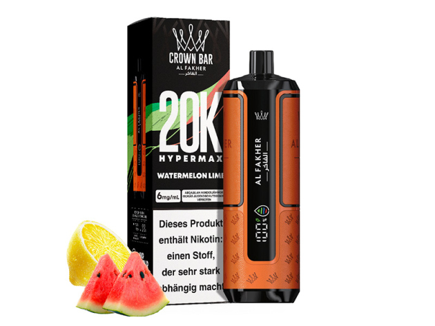 Al Fakher 20K Hypermax Big Puffs - Watermelon Lime (Wassermelone, Limette) - 6 mg - 20.000 Züge