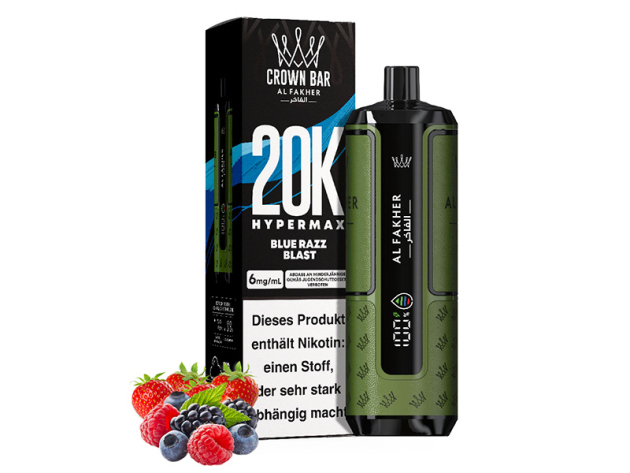 Al Fakher 20K Hypermax Big Puffs - Blue Razz Blast (Beerenmix, Minze) - 6 mg - 20.000 Züge