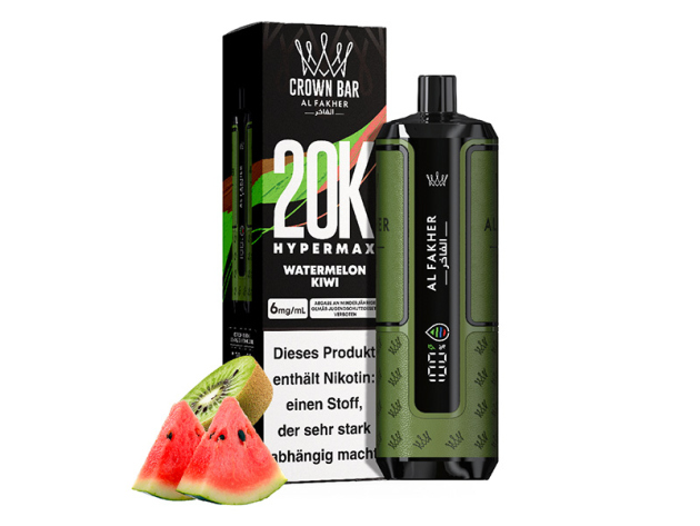 Al Fakher 20K Hypermax Big Puffs - Watermelon Kiwi (Wassermelone, Kiwi) - 6 mg - 20.000 Züge