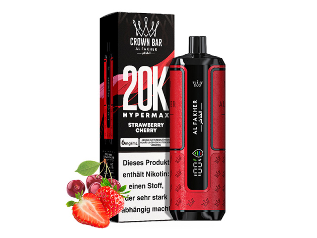 Al Fakher 20K Hypermax Big Puffs - Strawberry Cherry (Erdbeere, Kirsche) - 6 mg - 20.000 Züge