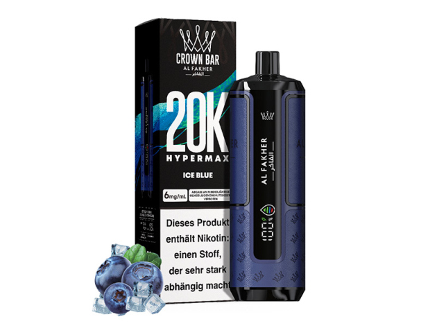 Al Fakher 20K Hypermax Big Puffs - Ice Blue (kühles Menthol) - 6 mg - 20.000 Züge