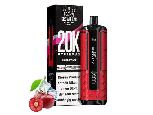 Al Fakher 20K Hypermax Big Puffs - Cherry Ice (Kirsche, Eis) - 6 mg - 20.000 Züge