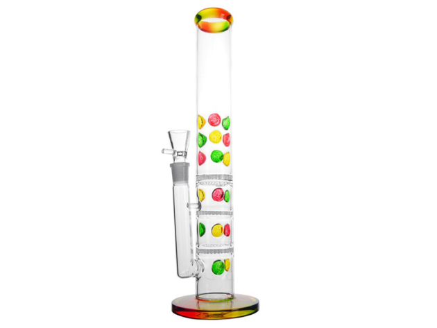 Glasbong "3x Honeycomb" ICE, transp.-farbig; Höhe 40 cm; Ø 50 mm; Schliff 18,8