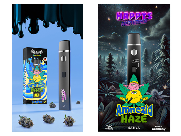 Happys Amsterdam TAC Vape 1000mg - Amnezia Haze
