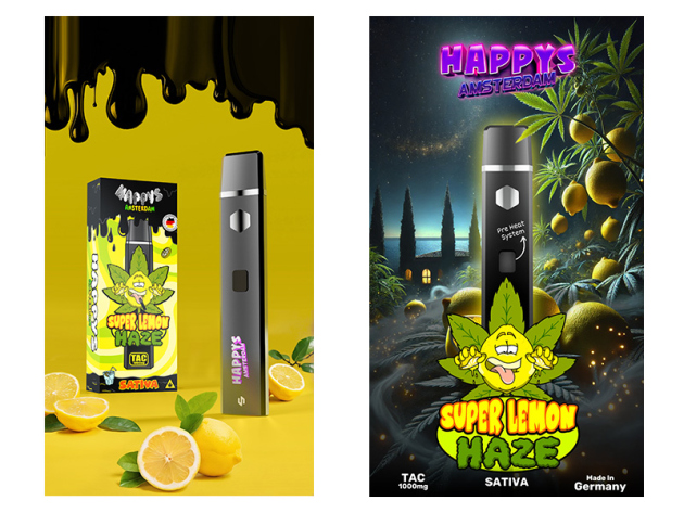 Happys Amsterdam TAC Vape 1000mg - Super Lemon Haze