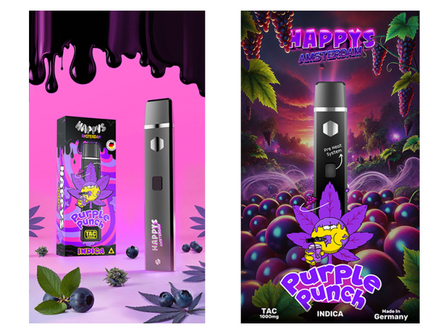 Happys Amsterdam TAC Vape 1000mg - Purple Punch