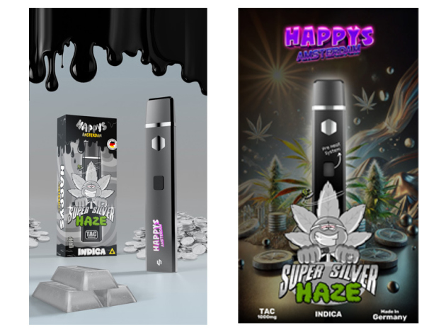 Happys Amsterdam TAC Vape 1000mg - Super Silver Haze