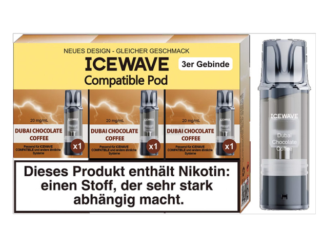 ICEWAVE 3 in 1 Pod - Dubai Chocolate Coffeee) - 20mg - 3er Set