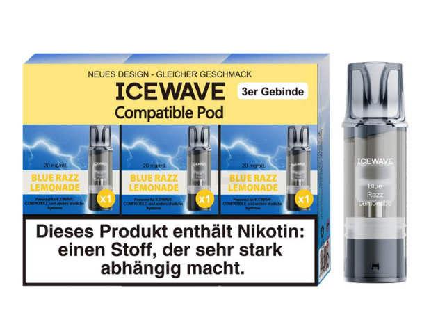 ICEWAVE 3 in 1 Pod - Blue Razz Lemonade (Himbeerlimonade) - 20mg - 3er Set
