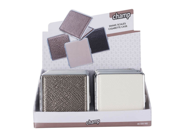 Zigarettenetuis "SNAKE SCALES", für 20 Zig., mit Gummiband, 3-fach sortiert, 12er Display