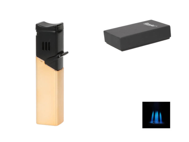 Zigarrenfeuerzeug "Schwarz/Goldfarben" 4xJet,  mit Zigarrenabl., Jet-Flamme
