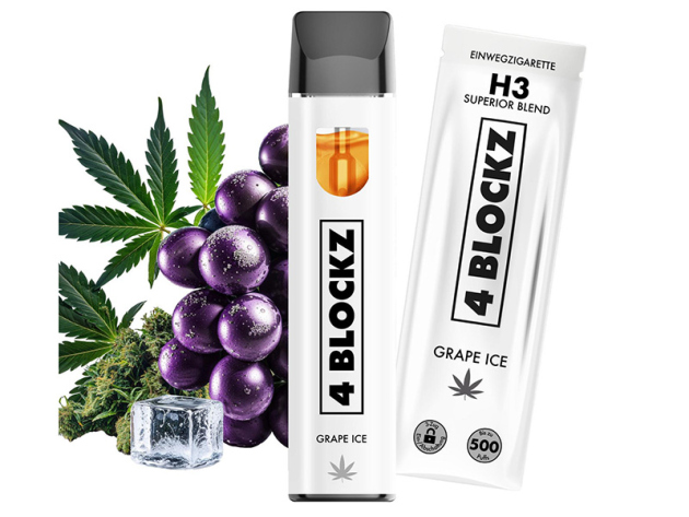 4 Blockz H3 Superior - Grape Ice (Traube, Eis) - E-Shisha - 1 ml - H3 95 %