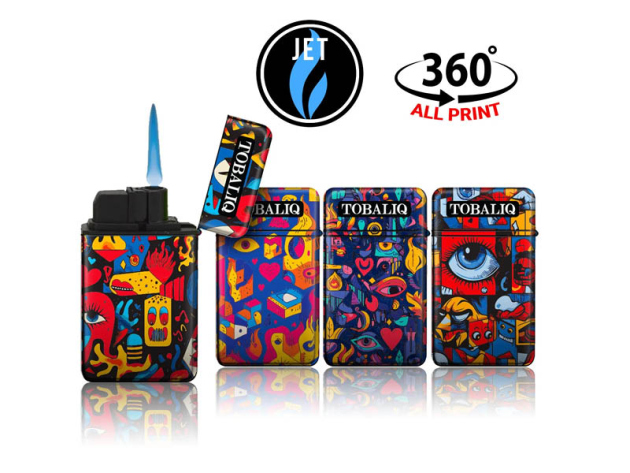 Sturmfeuerzeuge "Loriny Arts" Jet-Flame, 4-fach sortiert, 20er Display