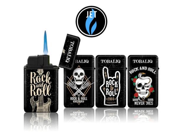 Sturmfeuerzeuge "Rock N Roll" Jet-Flame, 4-fach sortiert, 20er Display