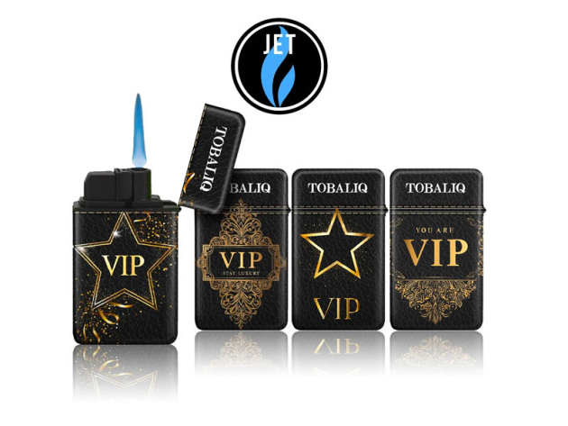 Sturmfeuerzeuge "VIP" Jet-Flame, 4-fach sortiert, 20er Display