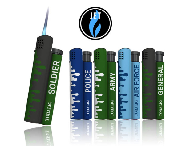 Sturmfeuerzeuge "Military" Jet-Flame, 5-fach sortiert, 25er Display