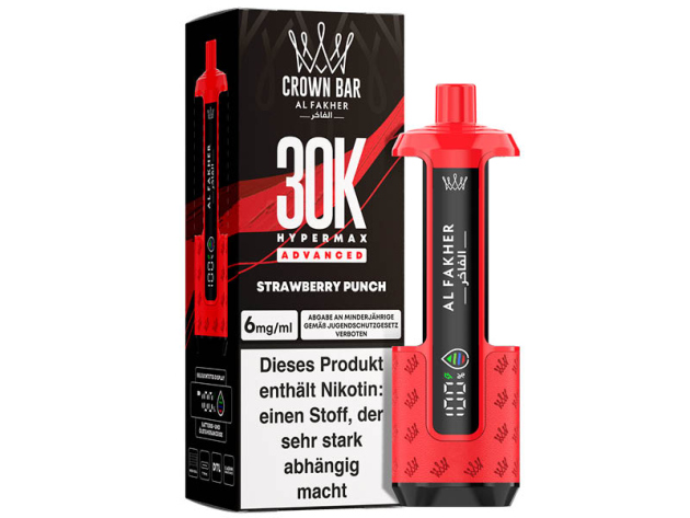 Basisgerät - Al Fakher 30K Hyper Max - Advanced - Big Puffs - Strawberry Punch (Erdbeere)