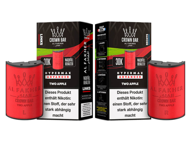 Pods (1x links & 1x rechts) - Al Fakher 30K Hyper Max - Advanced - Big Puffs - Two Apple (Doppelapfel)