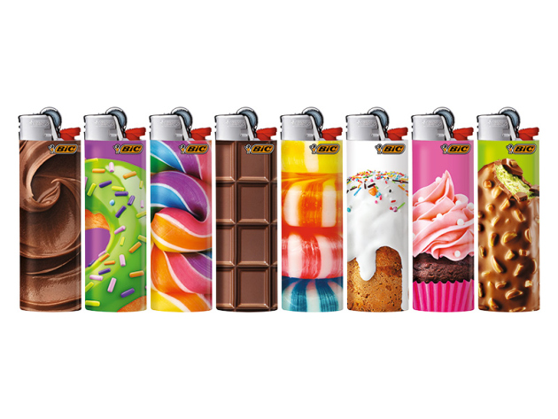 BIC Maxi J26 "Sweets" Reibrad Feuerzeuge, 50er Display