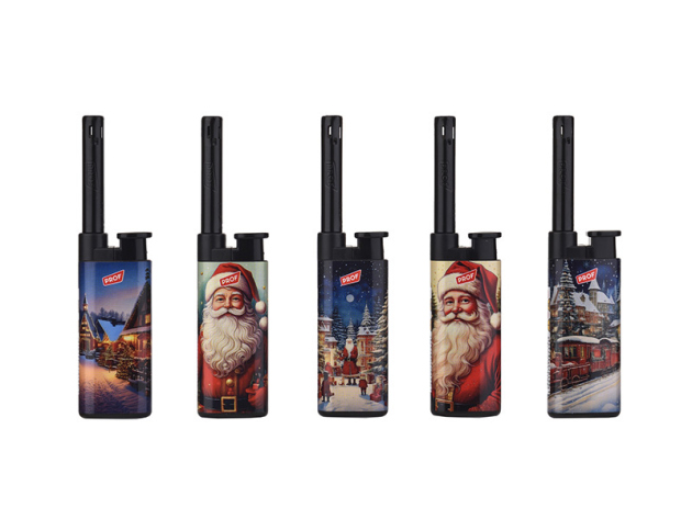 Stabfeuerzeug "XMAS VILLAGE"; 5-fach sortiert; 25er Display