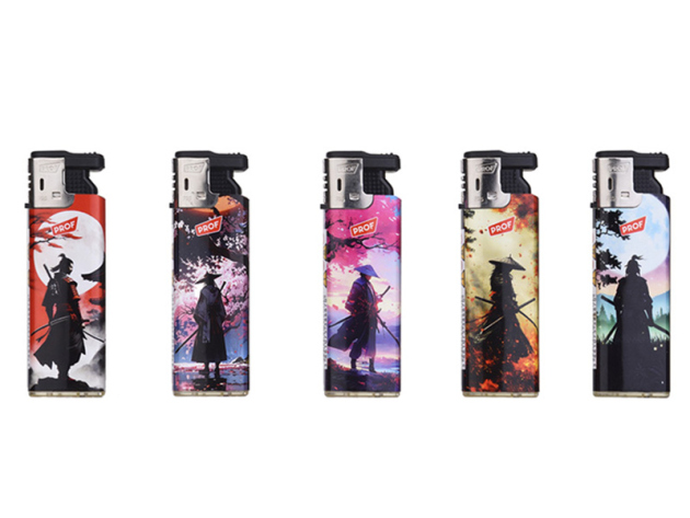 Elektrofeuerzeuge "SAMURAI" 3D Effekt; 5-fach sortiert; 50er Display