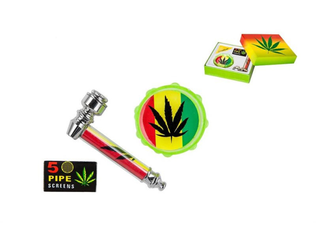 Hand Pipes-Set (Pipe: L 8,3cm / Grinder: Ø 5cm)