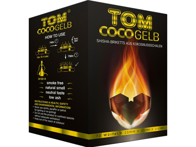 TOM Cococha Hookah coals, yellow, 2,5 x 2,5 x 2,5 cm, 1 kg