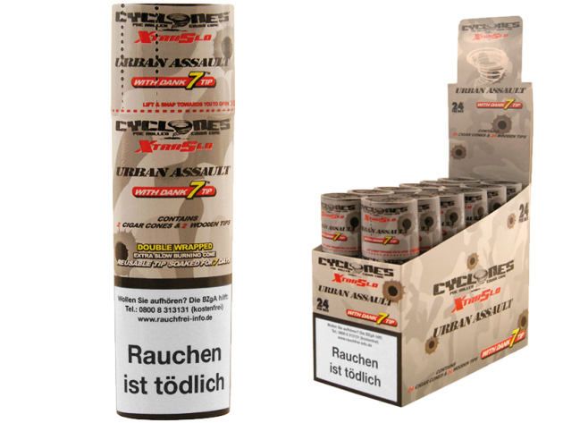 Cyclones XtraSlo Cone Blunts - Urban Assault 12x2er Display