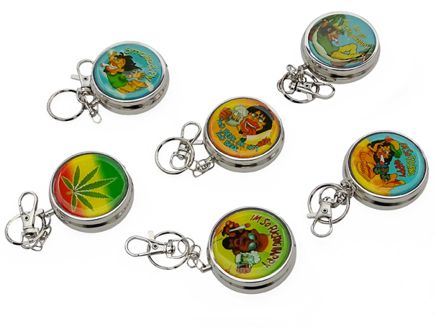 Pocket Ashtray "Hanf" with key chain, 4,8 cm, 12p display