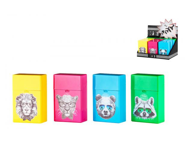 Zigarettenboxen "Funky Animals", für 20 Zigtt., 12er Display, mit einer Tast-Funktion*