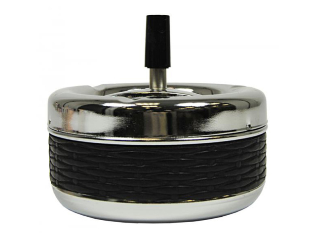 Drehaschenbecher "Lederoptik" Schwarz oder Dunkelbraun11 x 13 cm