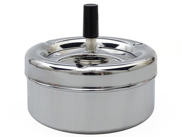 Drehaschenbecher "Chromoptik" aus Metall, 11 x 13 cm