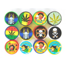 Grinder Hemp-Rasta-Skull Design2, Plastic, 3p,12p Display